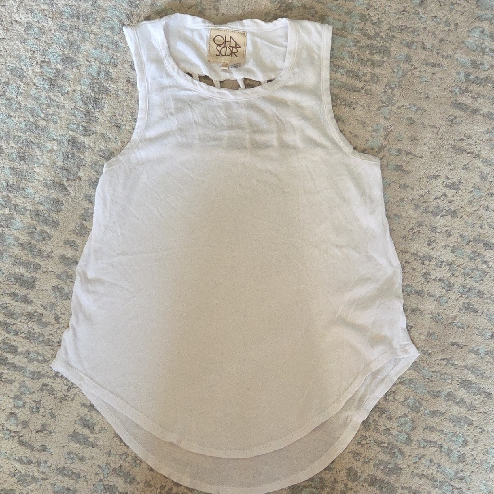 Chaser White Layered Scoop Neck Tank